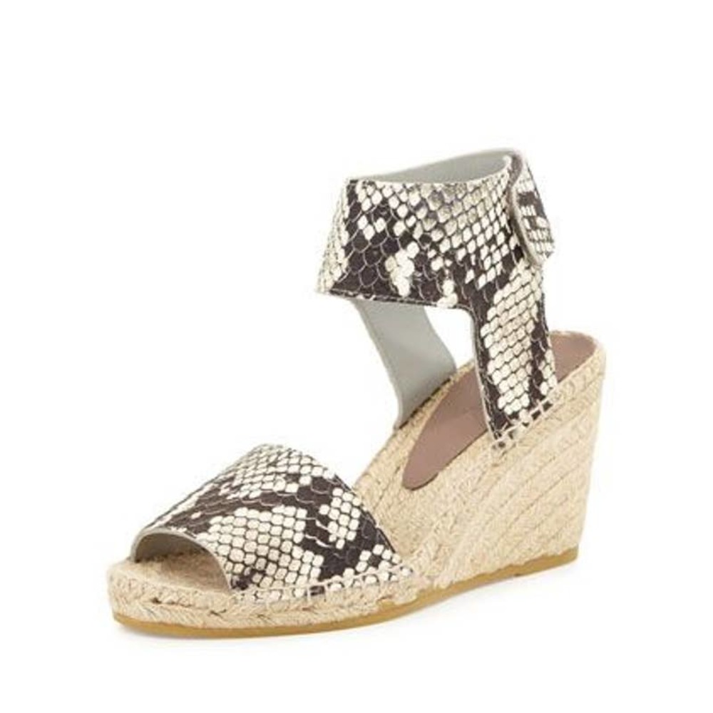 Vince Python-Print Espadrille Ankle Wrap Leather … - image 1